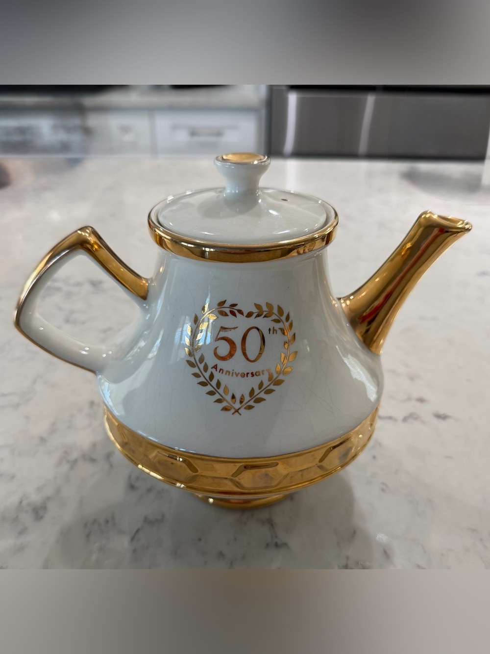 Vintage Gibsons Staffordshire England 50th Anniversary Teapot w/ 22k Gold Trim